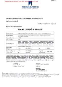 İMALAT YETERLİLİK BELGESİ