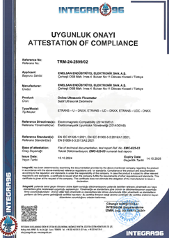 SABİT TİP ULTRASONİK DEBİMETRE CE BELGESİ