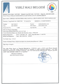 BASINÇ TRANSMİTTERİ YERLİ MALI BELGESİ