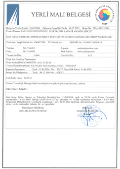 SICAKLIK TRANSMİTTERİ YERLİ MALI BELGESİ