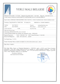 SEVİYE YERLİ MALI BELGESİ