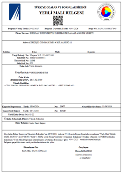 VORTEKS DEBİMETRE YERLİ MALI BELGESİ